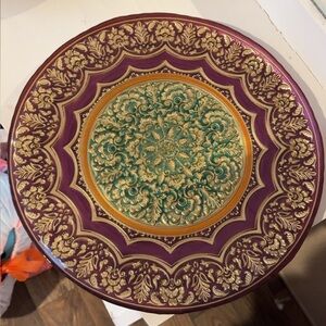 Ornate Purple and Gold Decorative Plate